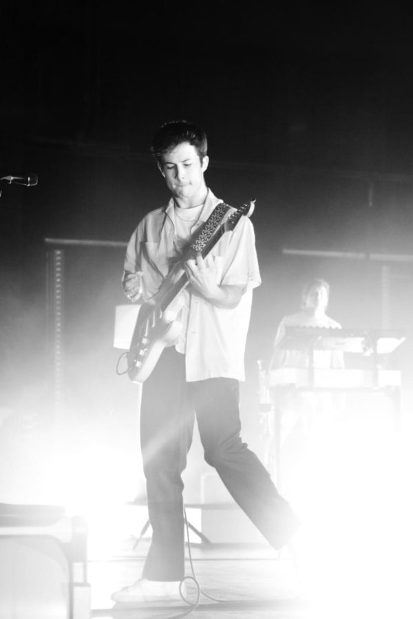 Dylan Minnette, lead singer of the Wallows, performing at The Saint Augustine Amphitheatre on their Tell Me That it's Over tour