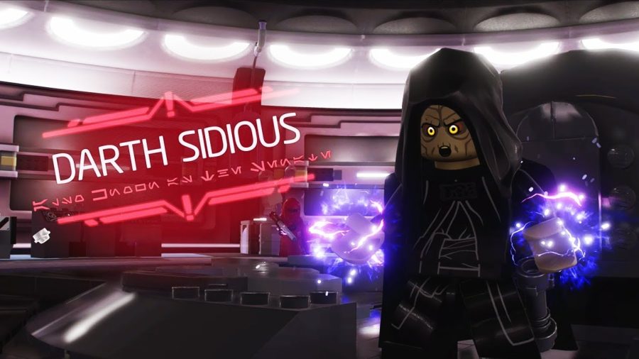 Most fights are accompanied by a snazzy title card, which gives the name of the fighter, seen here with Darth Sidious. The underline when translated, the Aurebesh (the written language used in the Star Wars universe) reads “Also known as the Senate” which references a meme from Revenge of the Sith. Each boss title card has an Aurebesh underline which references the character, a meme, or clever joke.