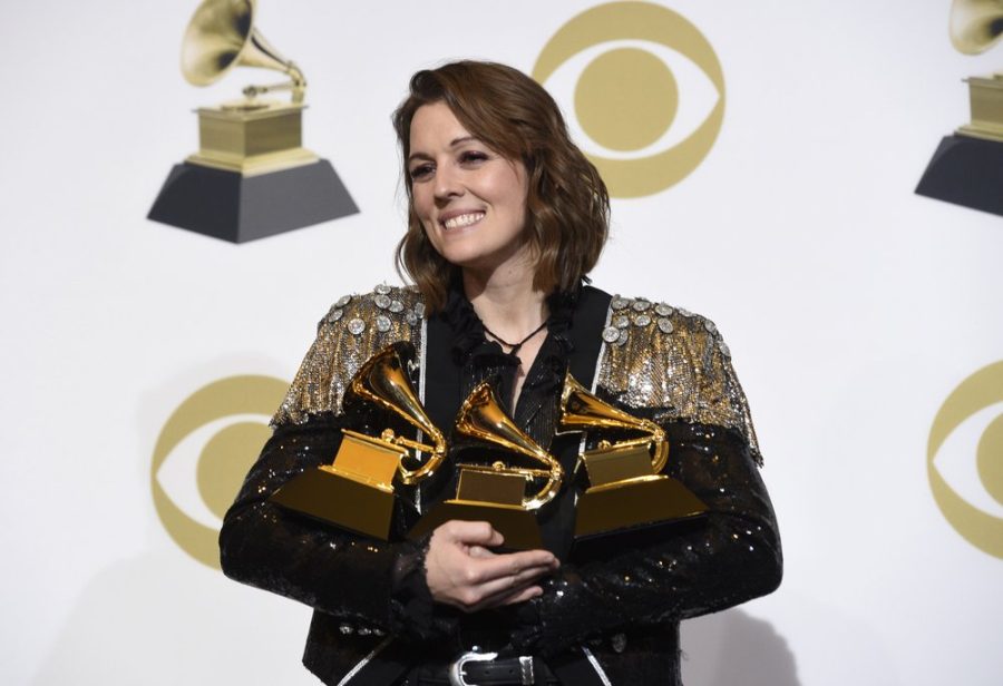 Brandi Carlile holds her emmys