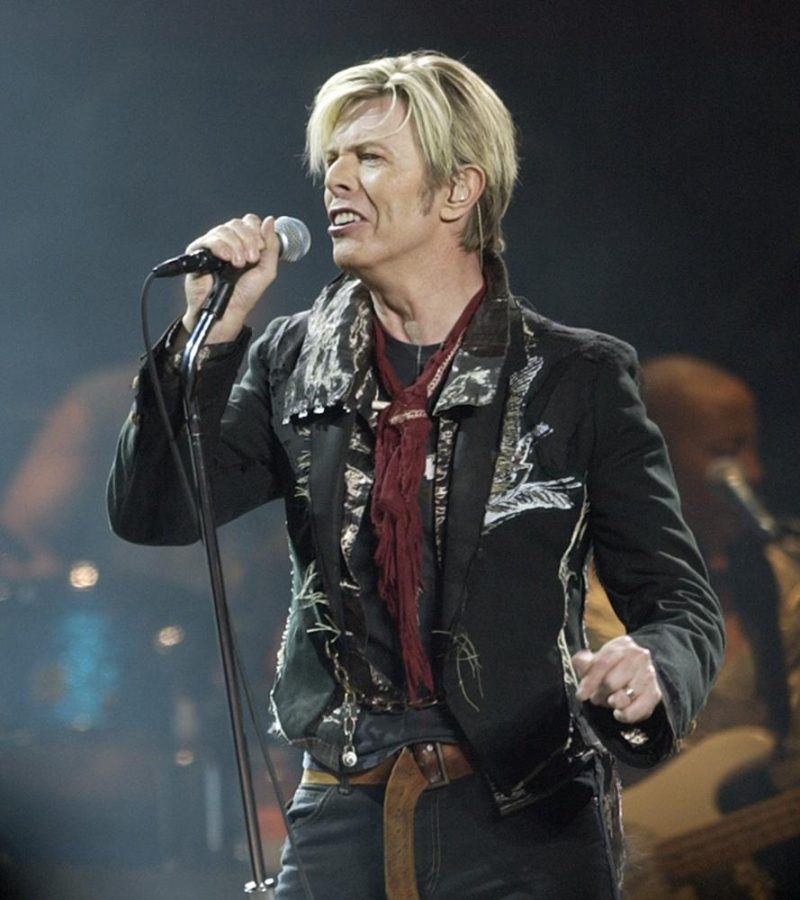CORRECTS DATE OF DEATH TO SUNDAY, JAN. 10, 2016 - FILE - In this Dec. 15, 2003 file photo, singer/songwriter David Bowie launches his United States leg of his worldwide tour called 