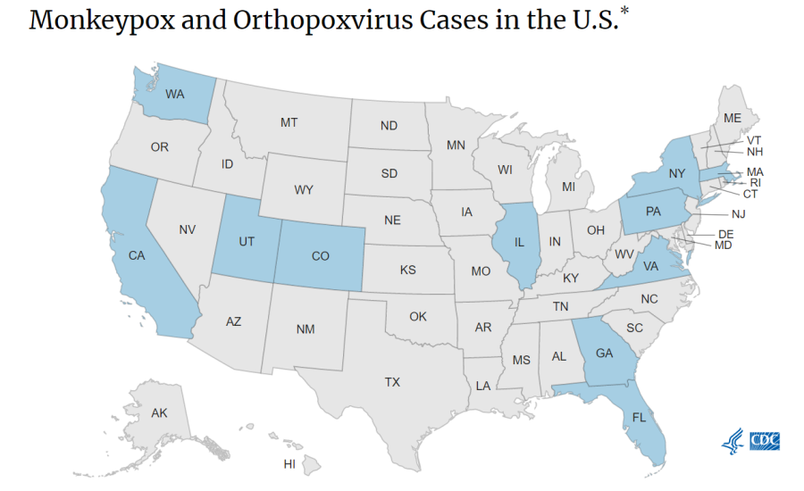 A snippet of the CDC’s “Monkeypox and Orthopoxvirus Cases in the U.S.”