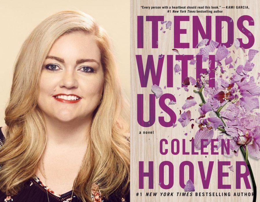 Colleen Hoover next to a screenshot of her book: It ends with us