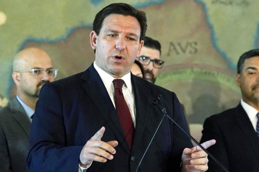 DeSantis gestures while speaking 