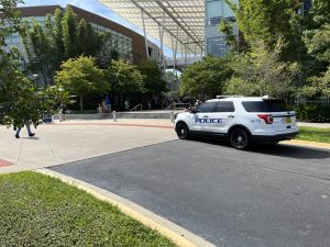 A University Police Department squad car arrived at the Student Union minutes after the fire alarm went off. 