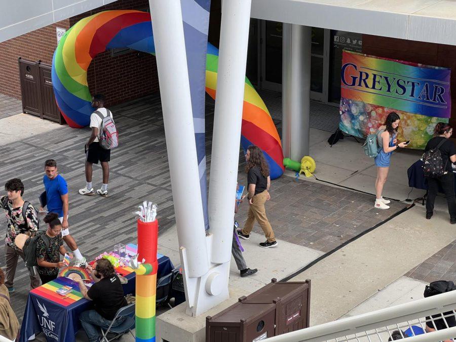Members of the University of North Florida LGBTQ Center table in the Student Union after the university was named one of the Best of the Best colleges for LGBTQ+ people on Wednesday. 