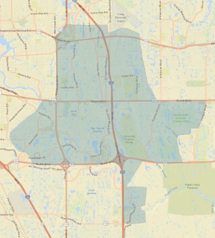 JEA issued a Boil Water Advisory for affected areas, highlighted in blue, around the Oakridge Water Treatment Plant where E. coli was detected in a water sample on Friday. 