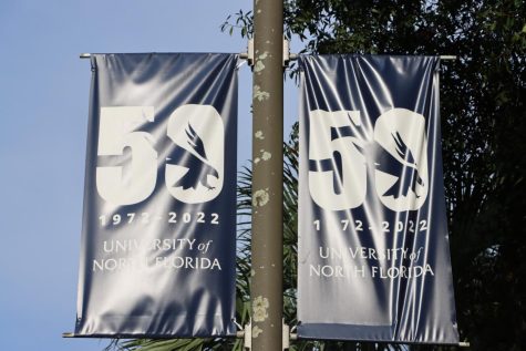 Two UNF 50th anniversary banners