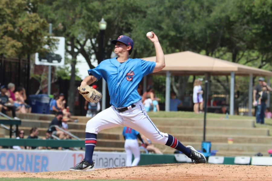 Pitcher right about to throw a pitch from the mound
