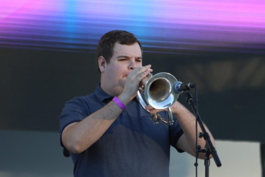 Tyler plays the flugelhorn