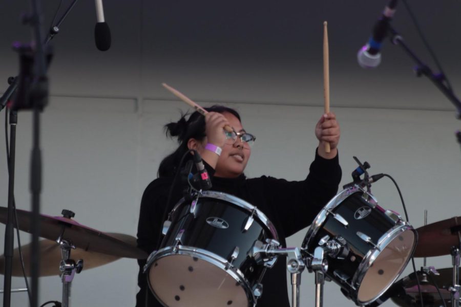 Drummer plays
