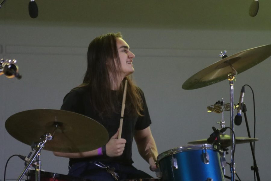 Drummer plays