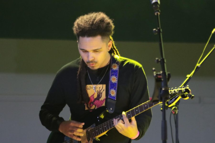 Guitarist plays