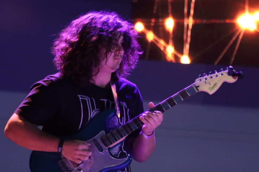Guitarist performs