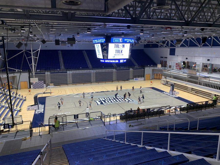 View of new court from the top of UNF Arena