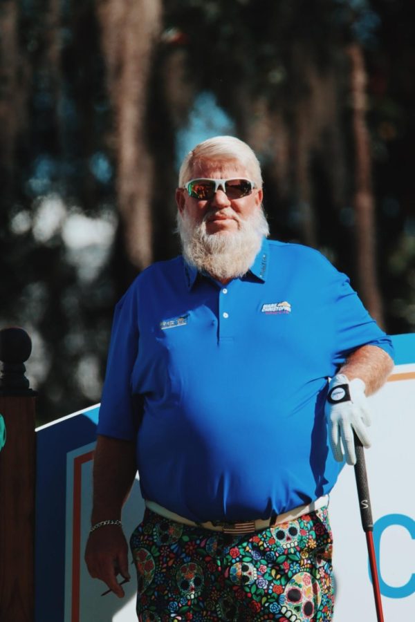 Golfer stands