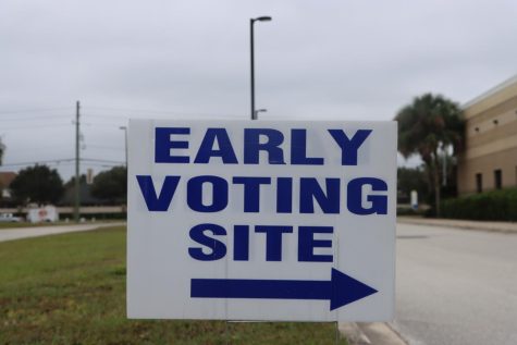 "early voting site" with big blue arrow point right