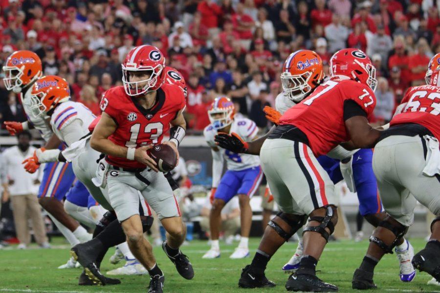 Football players play
