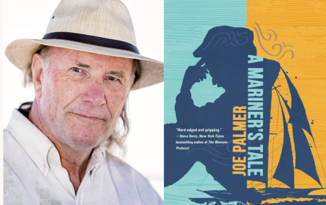 Joe Palmer and his book “A Mariner’s Tale” (Graphic by Spinnaker)