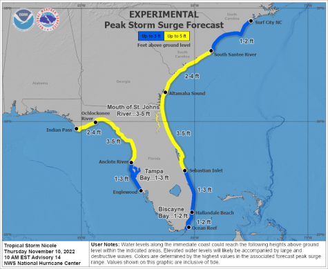 Storm surge watches and warnings in effect as of the 10 a.m. advisory (National Hurricane Center)