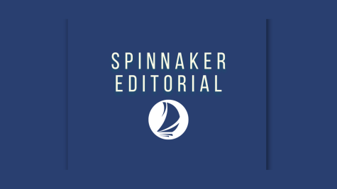 White text reads "Spinnaker Editorial" above a white spinnaker logo and on a blue background