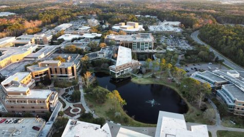 An overhead view of UNF's campus