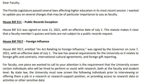 A screenshot of the letter sent to faculty in 2021 outlining the new policy.