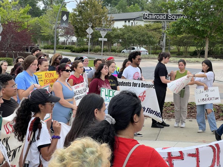 Protesters assembled near FAMU's campus Tuesday afternoon before the march.