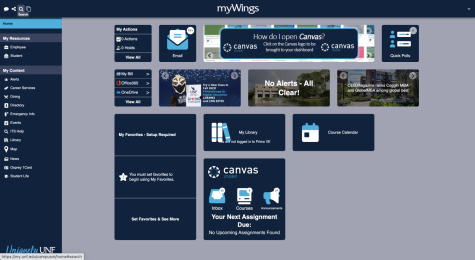 Screenshot of the new version of UNFs myWings homepage. (Mallory Pace)