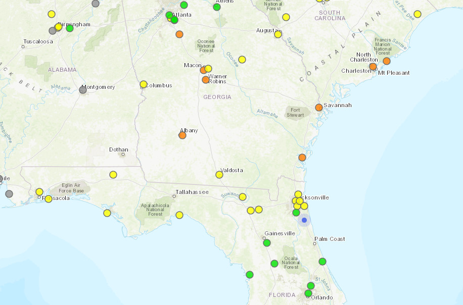 A screenshot of the EPAs Fire and Smoke air quality map as of 1 p.m. on Wednesday, July 19, 2023. 