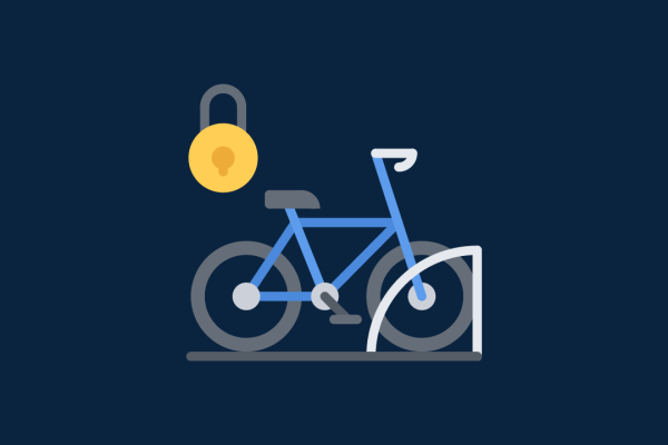 A graphic of a bike and a lock.