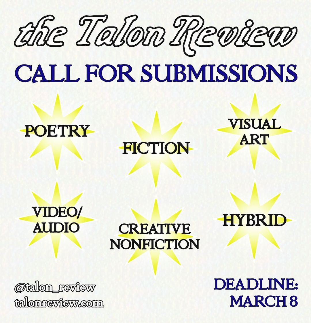 Talon Review spring 2024 submissions