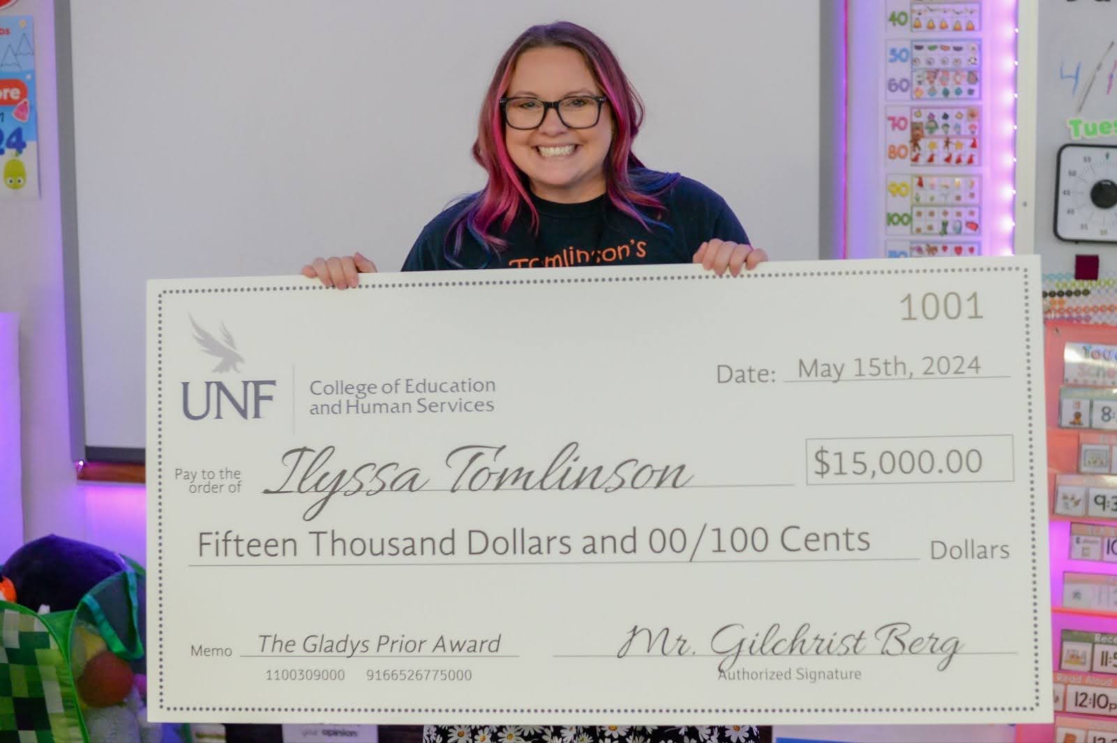 UNF partners with local philanthropist to surprise four Jacksonville teachers with awards