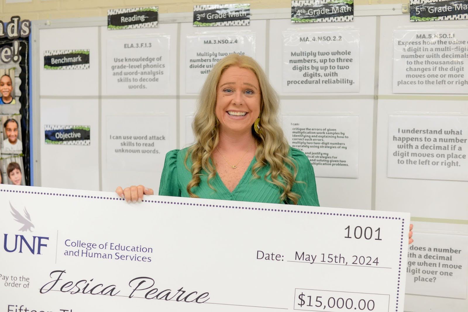 UNF partners with local philanthropist to surprise four Jacksonville teachers with awards