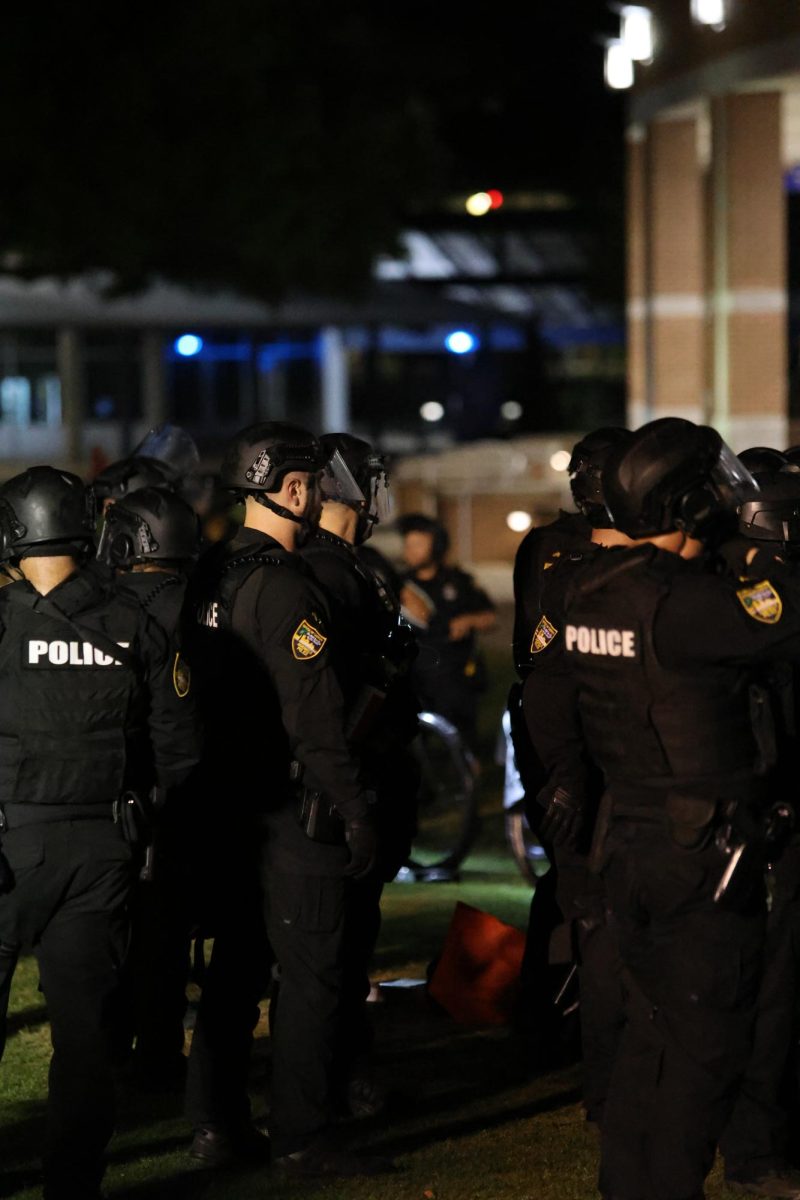 At least 50 officers arrived to help University police officers arrest protesters on Thursday. 
