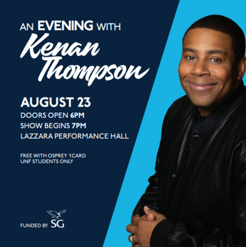 The comedy show featuring Keenan Thompson will take place at the Fine Arts Center in the Lazarra Performance Hall on Aug. 23 at 7 p.m. Admission is free for all UNF students with an Osprey1 card. Doors will open at 6 p.m. (Courtesy of UNF SG)
