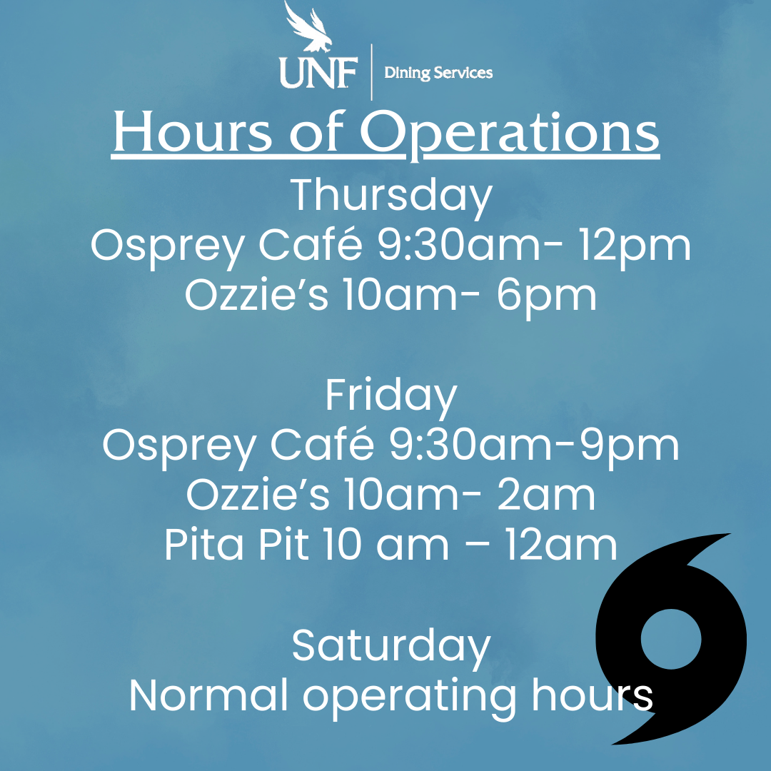 Dining Services updates schedule for Hurricane Helene