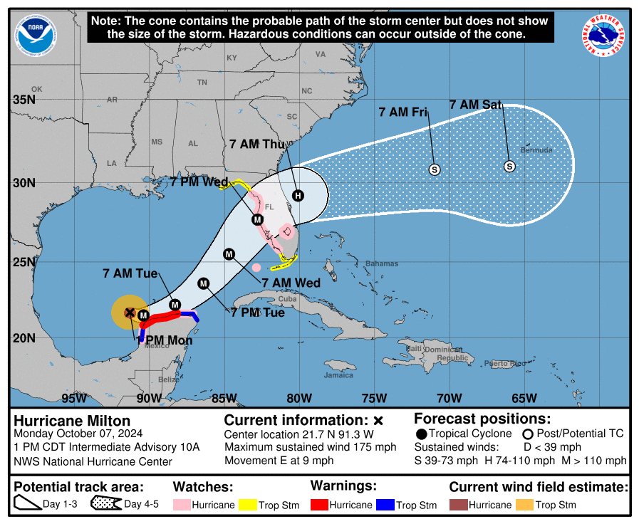 Hurricane Milton strengthens as Cat 5 eyes Florida