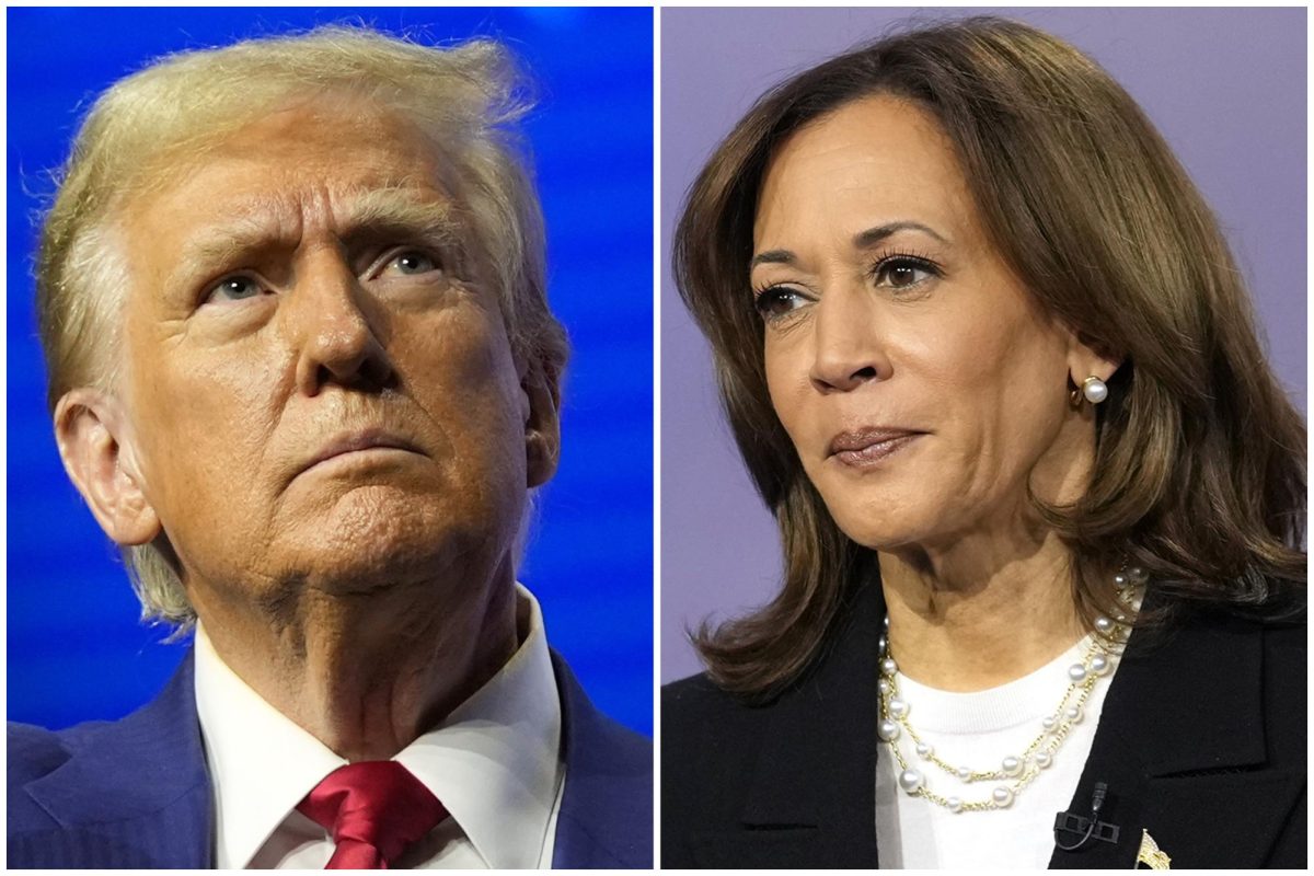 This combination of images shows Republican presidential nominee former President Donald Trump and Democratic presidential nominee Vice President Kamala Harris at separate campaign events Wednesday, Oct. 23, 2024, in Duluth, Ga., and Aston, Pa., respectively. (AP Photo/Alex Brandon, left, Matt Rourke, File)