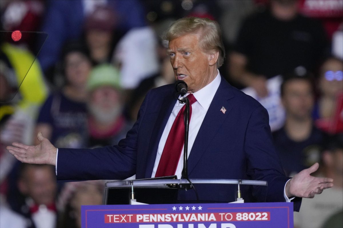 Republican presidential nominee former President Donald Trump speaks at a campaign rally at PPL Center, Tuesday, Oct. 29, 2024, in Allentown, Pa. (AP Photo/Matt Rourke)