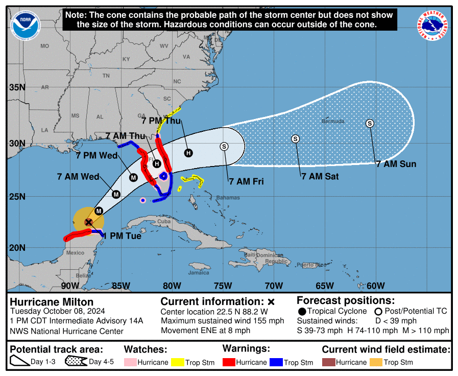 Hurricane Milton takes aim at Florida as a Category 4 storm