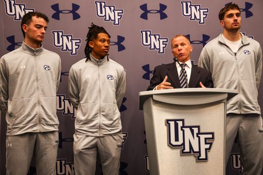 Head coach Matthew Driscoll spoke at the 2024 Basketball Media Day. 