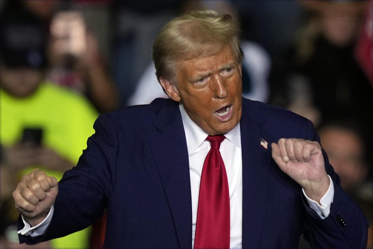 Republican presidential nominee former President Donald Trump dances at a campaign rally in Allentown, Pa., Tuesday, Oct. 29, 2024. (AP Photo/Matt Rourke)