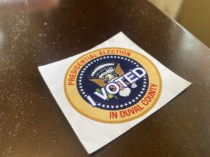 A sticker that reads "I Voted in Duval County."