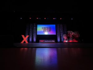 The main stage for TEDxJacksonville, which took place on Nov. 16, 2024, in the Lazzara Performance Hall at the University of North Florida.