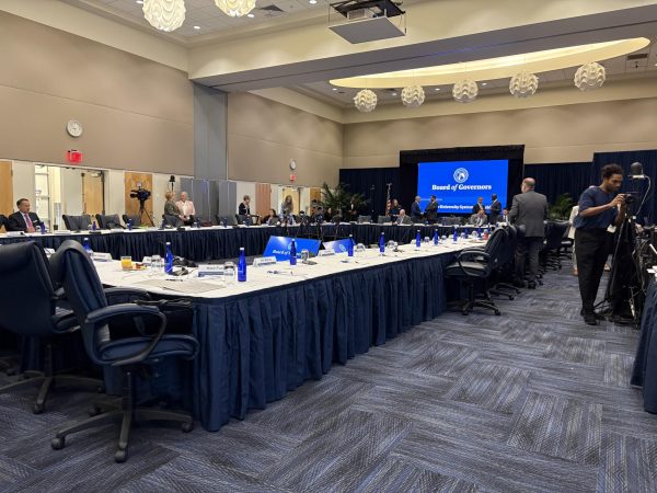 UNF Board of Governors meeting tables in the John A. Delaney Student Union on Jan. 30, 2025.  