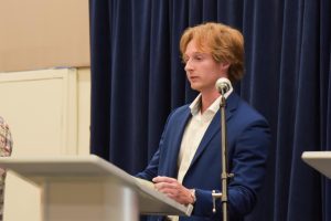 Anthony Balsamo speaks at the student government presidential debate on Feb. 27, 2025. 