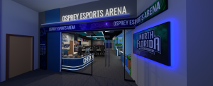 Computer rendering of what the entrance of the UNF Flight Deck esports arena would look like. (Courtesy of UNF)