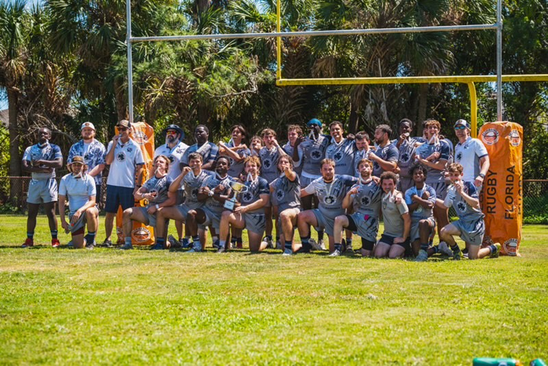 The UNF Deadbird Rugby Football Club after their championship win. (Photo courtesy of UNF Deadbird Rugby)