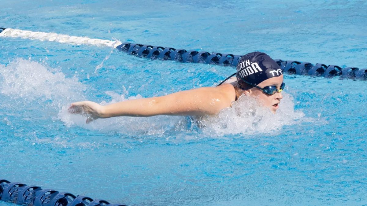 Junior Ashley Kirby set a school record in the 100-yard breaststroke, posting a time of 1:02:39.