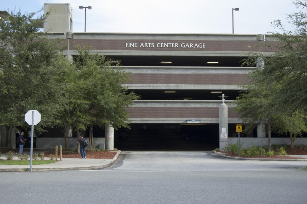 three level Fine Arts parking garage.